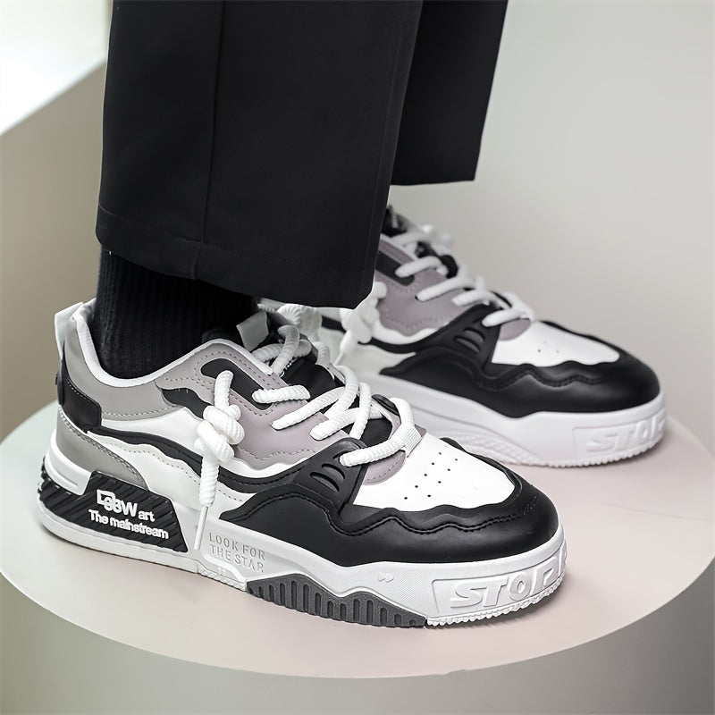 FIT ME ™ Men's Trendy Color Block Lace Up Platform Shoes For Outdoor Casual Activities Durable Hiking Camping Comfy All Seasons