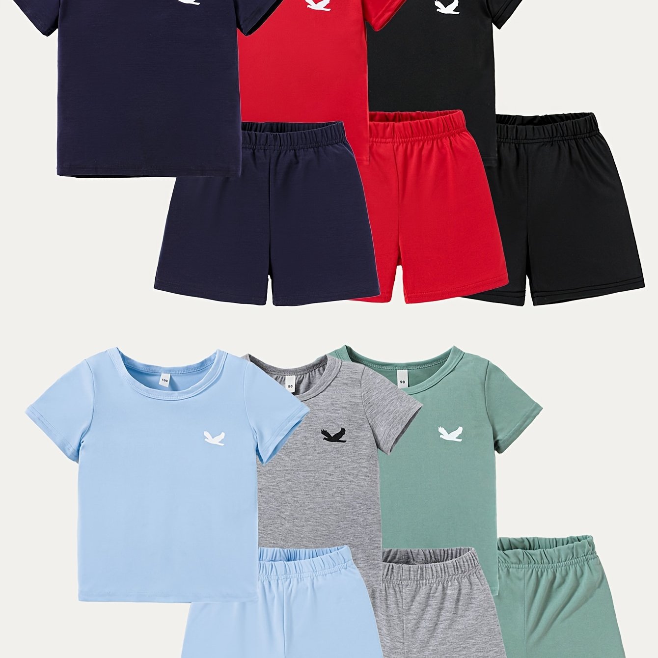 KIDFIT ™️12PCS - Targeted Development Of Summer New Boys' And Girls' Fashion Shorts Set, Printed Casual Set, Six Tops, Six Shorts