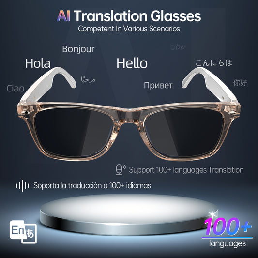LIFEBEE™️ 2025 New Translator Smart wireless Glasses, multifunctional 100+ languages Translation Smart Wireless Anti-blue Glasses with Wireless Call, Music Playback, 100+ Languages Face-to-Face & Simultaneous Video Voice