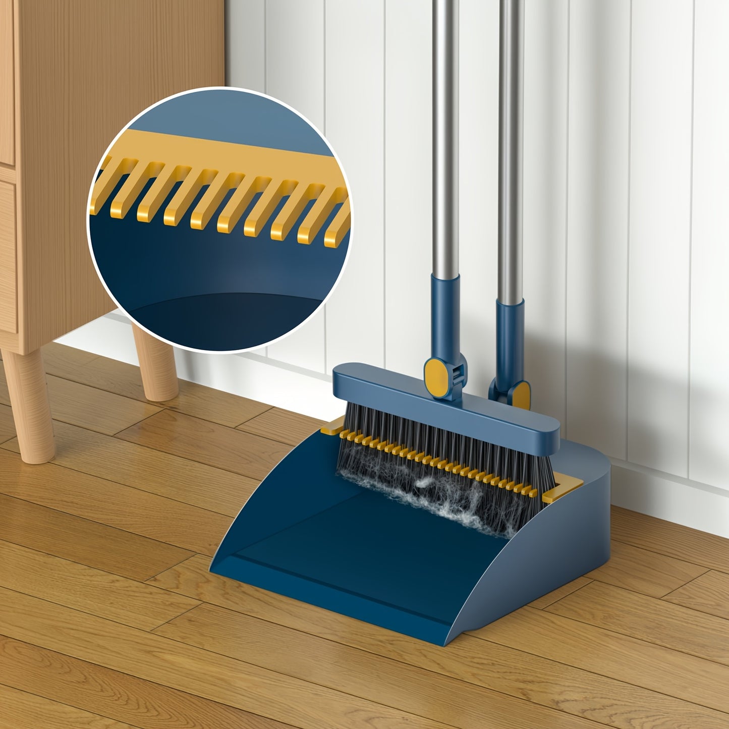 JAROW™ 1set Thickened Rotatable Foldable Soft Hair Broom Dustpan Set - Strong & Durable Stainless-Steel Rod, Easy Cleaning Supplies for Indoor, Home, Office, And Outdoor Use