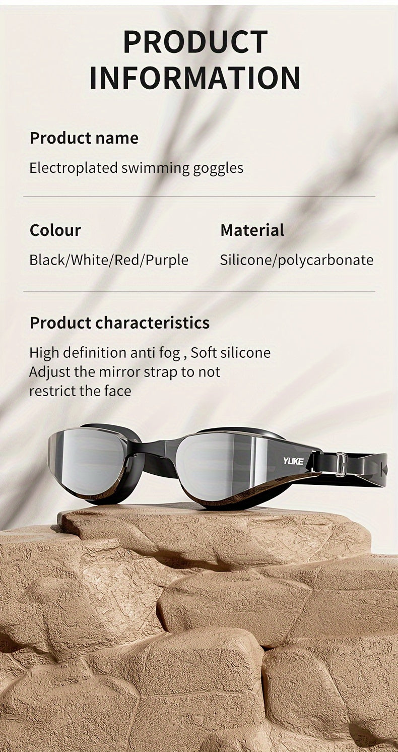 YLIKE™️Sleek Anti-Fog Silicone Swimming Goggles with HD Clarity - Waterproof, Adjustable Strap, Design for Men & Women,