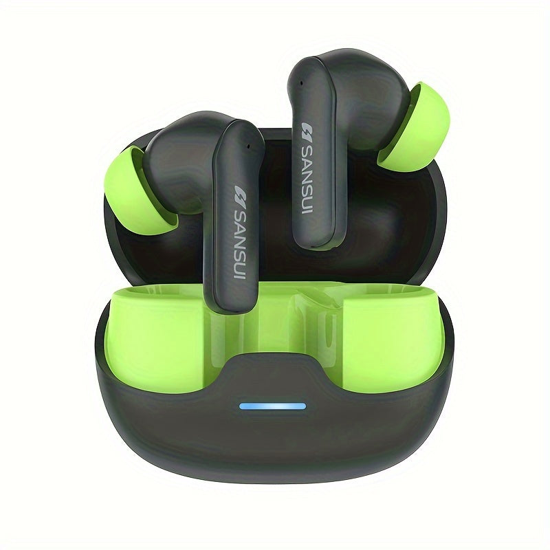 NEW SANSUI W23 True Wireless Noise Cancelling Earbuds, Active Noise Cancellation, 10mm Drivers with Big Bass, Wireless V5.4, 27H Long Playtime, With Built-in ENC Microphone