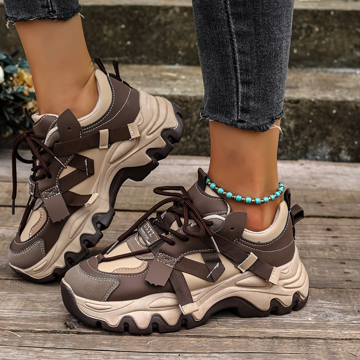 GET A CHRIP ™️Women's Fashion Chunky Thick Sole Casual Shoes, Lightweight, Low Top, Lace-Up, All-Season,