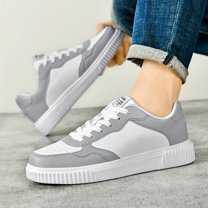 FEET UP ™Men's Trendy Street Style Low Top Skateboard Shoes, Comfy Non Slip Lace Up Casual Sneakers For Men's Outdoor Activities