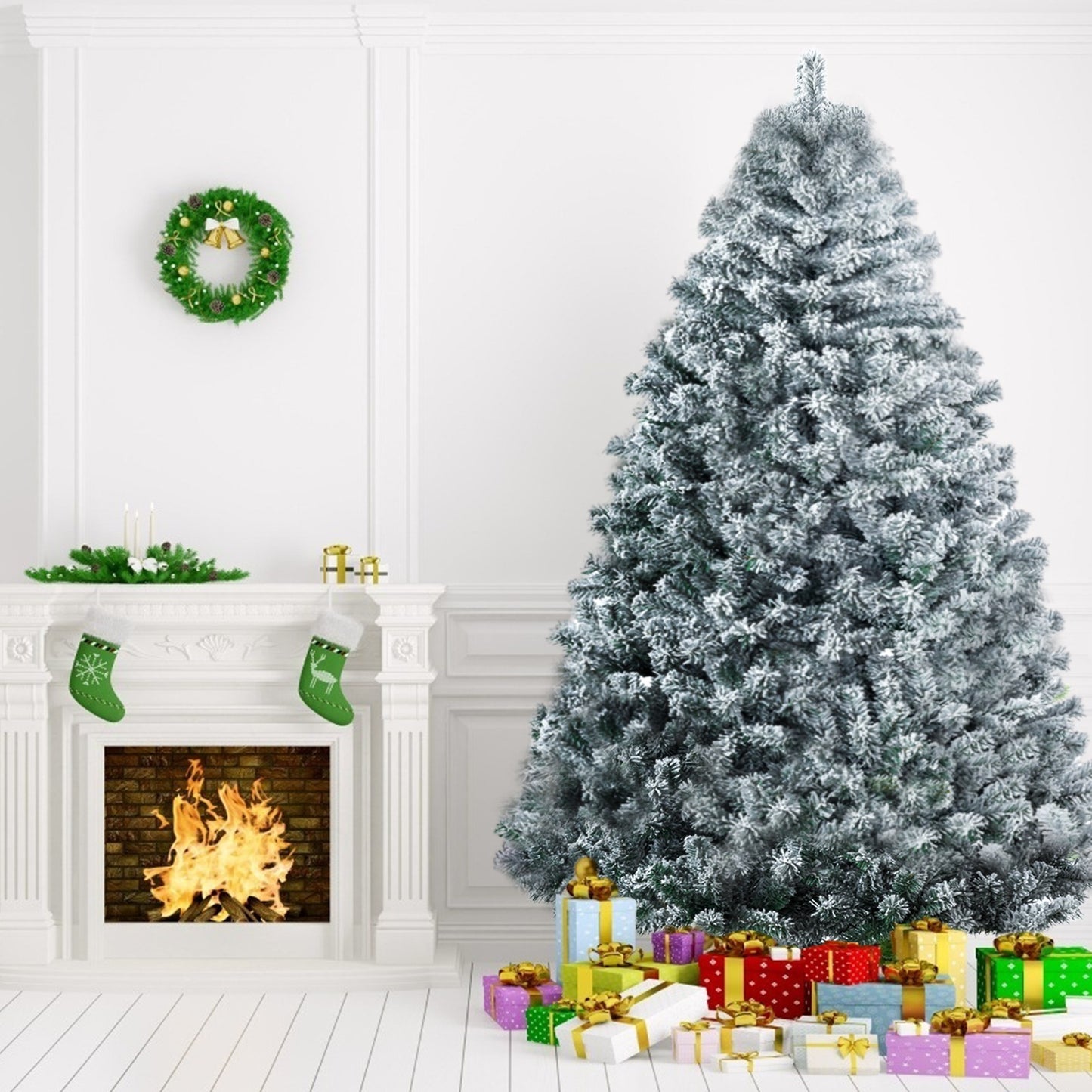 Artificial Christmas Tree with 400/1000/1200 Branch Tips, Foldable Base for Easy Assembly, Perfect for Home, Office, and Party Decorations,4.5/6/7 ft