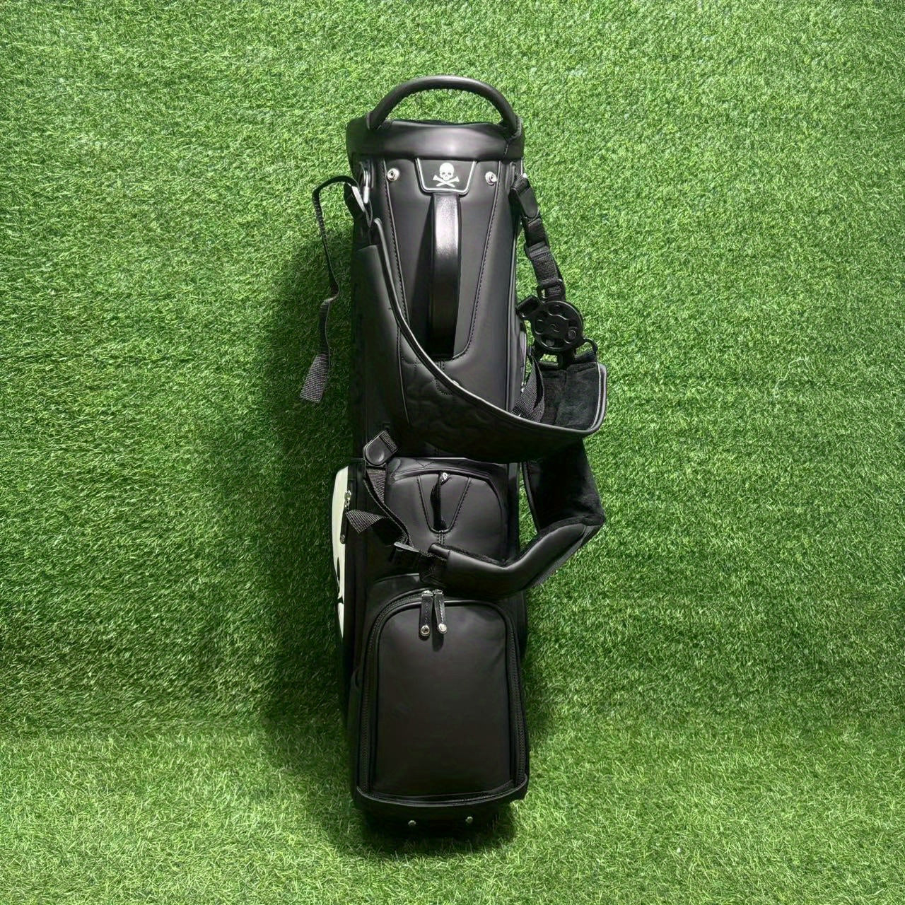 GREENGOLF™ VESSEL™ Golf Stand Bag, Unisex Standard Club, Waterproof Lightweight Faux Leather, Black, Double-Shoulder Golf Bag