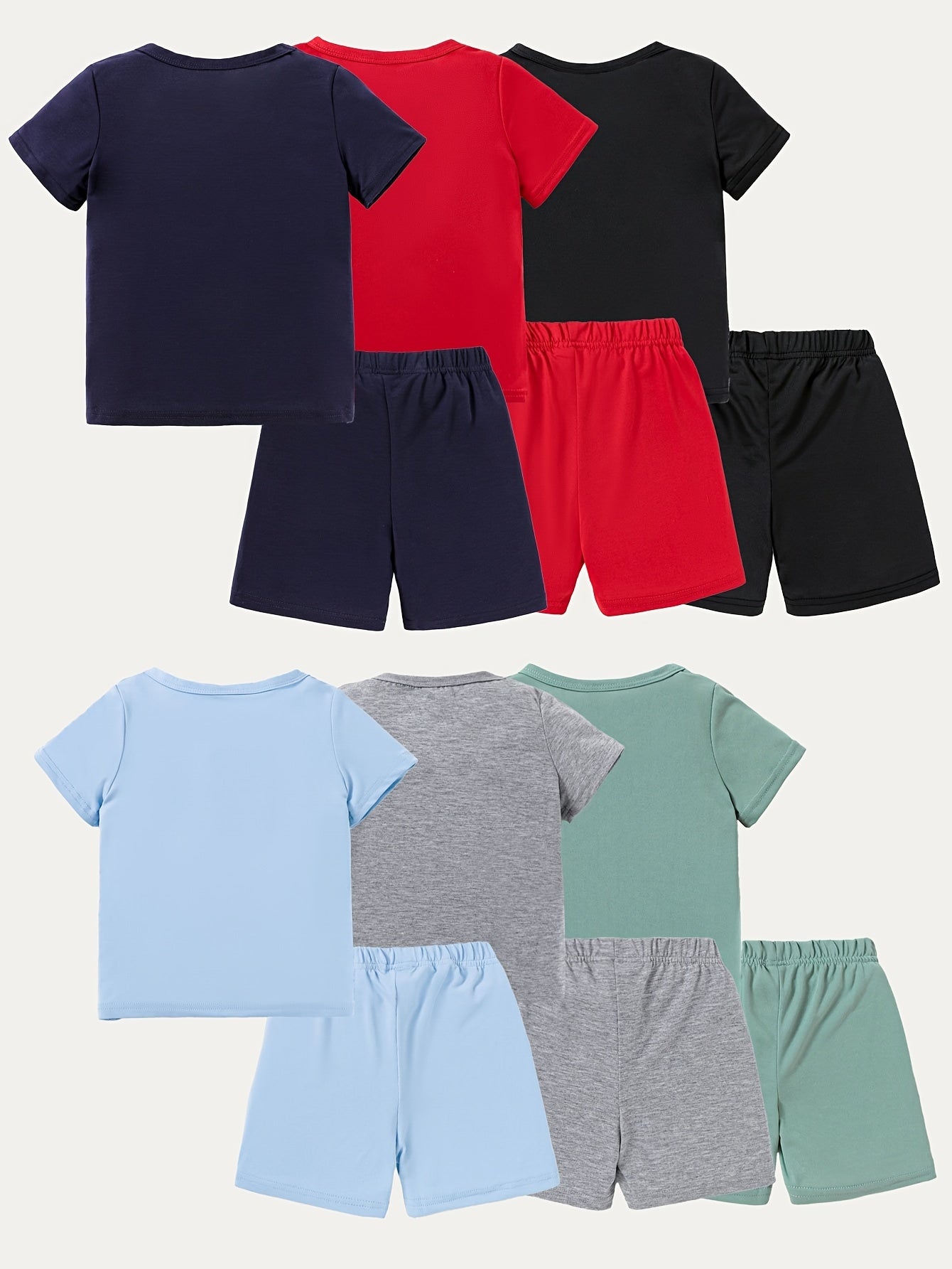 KIDFIT ™️12PCS - Targeted Development Of Summer New Boys' And Girls' Fashion Shorts Set, Printed Casual Set, Six Tops, Six Shorts