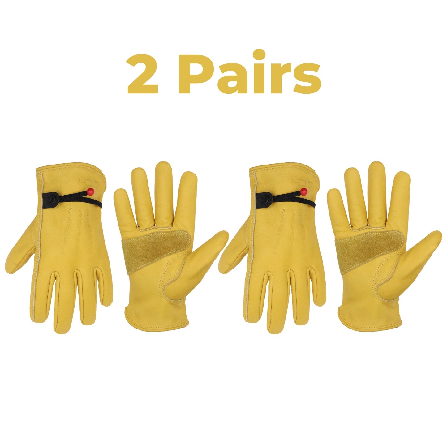 Leather Work Gloves Two Pairs of Leather Work Gloves - truck Driver Gloves, Gardening Gloves, heavy duty