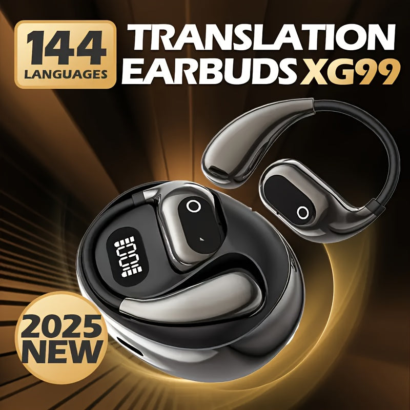 ZONE™️2025 new AI real-time translation headset, LED power display, 144 language translation headset, Type-C charging port, compatible with all smartphones, sports, business, games, study,