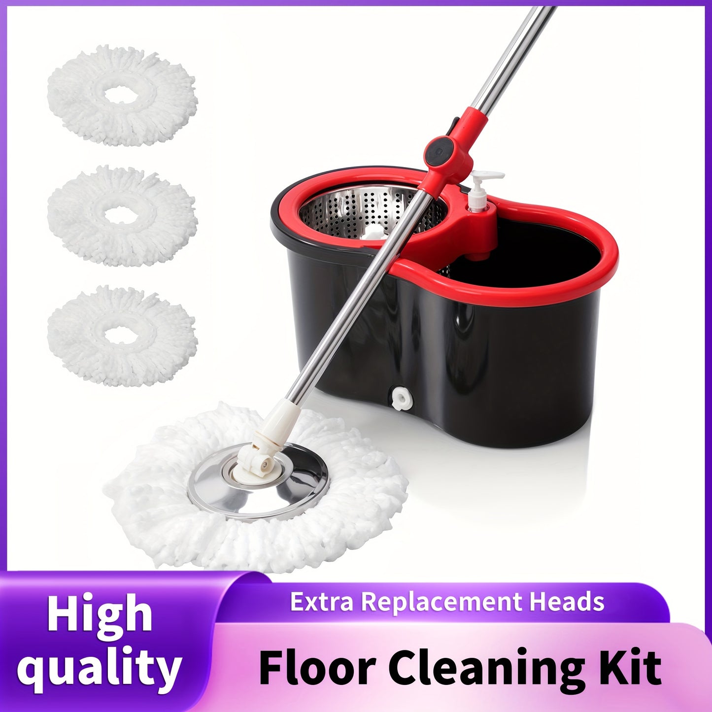 MOPS ™ and Bucket Set, 360°Bathroom Mop Bucket, School Bathroom,