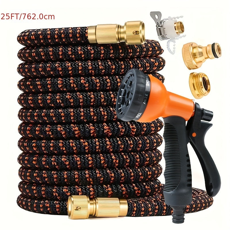 HOSEBUD™ 1pc Expandable Irrigation Hose with Spray Gun - for Home Yard High Pressure Car Washing No Kink Design 3 Times Retractable