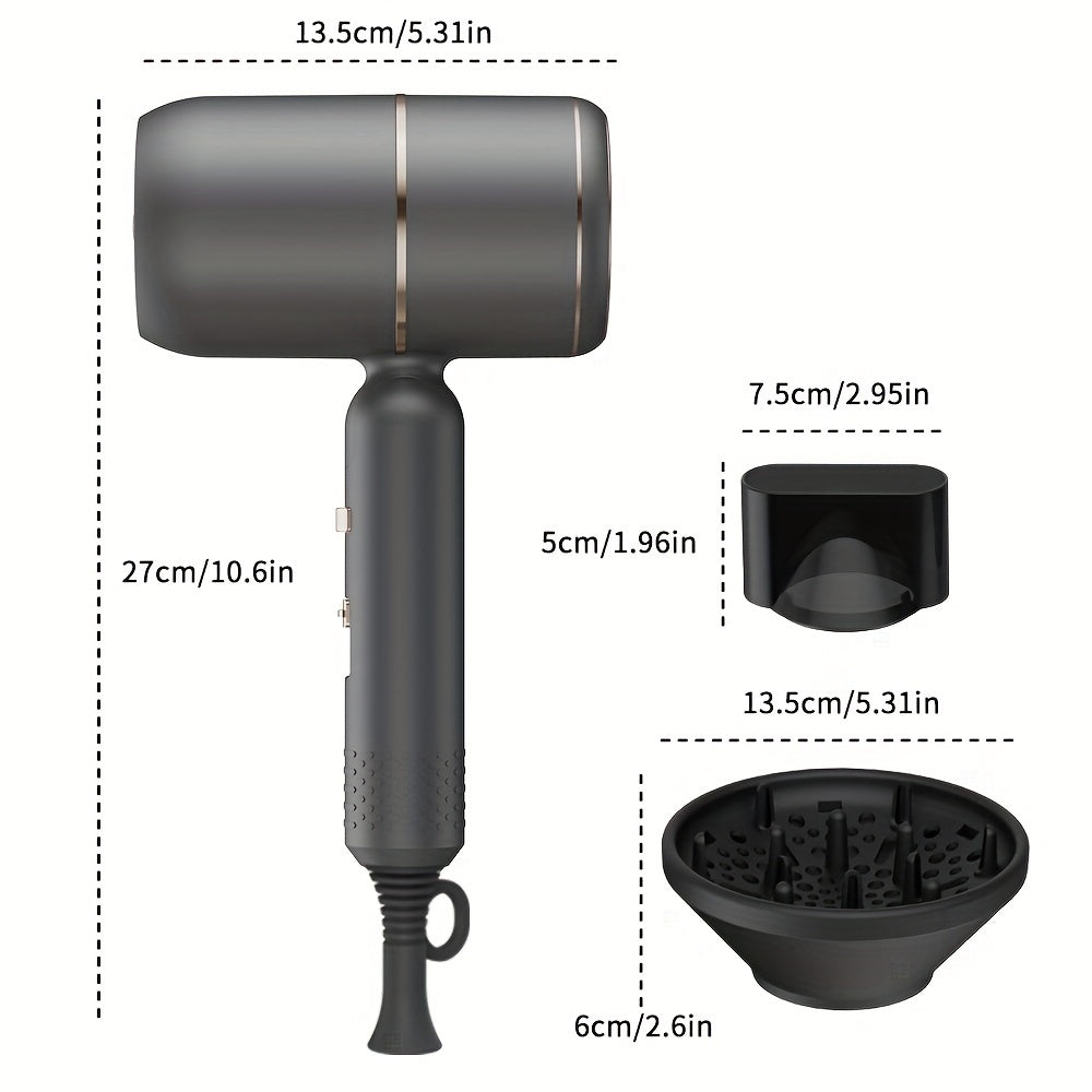JUSTFAST™️2000W   Ionic Blow Dryer with Diffuser, Foldable Handle & Constant Temperature - Strong Wind, 8 Seconds Quick Drying, Travel-Friendly, Ergonomic Design for All Hair Types, 110-130V US Plug