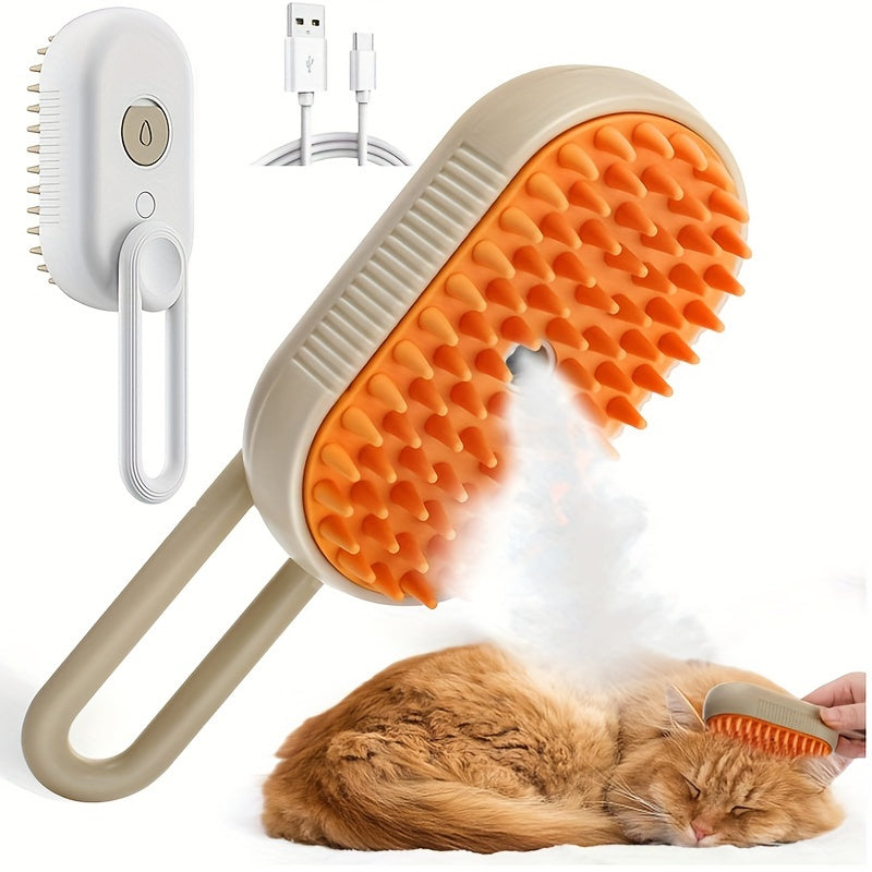 SLUFFY™️, Cat Steam Comb with Spray, Pet Grooming Brush With 84 Soft Massage Teeth, Plastic Pet Hair Remover For Cats