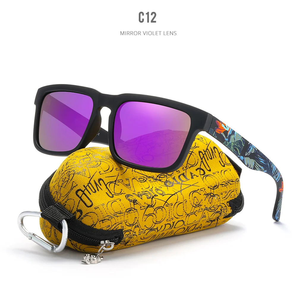 KDEAM™️ Eye-catching Function Polarized Sunglasses for Men Matte Black Frame Fit. Painting Temples Play-Cool Sunglasses With Case