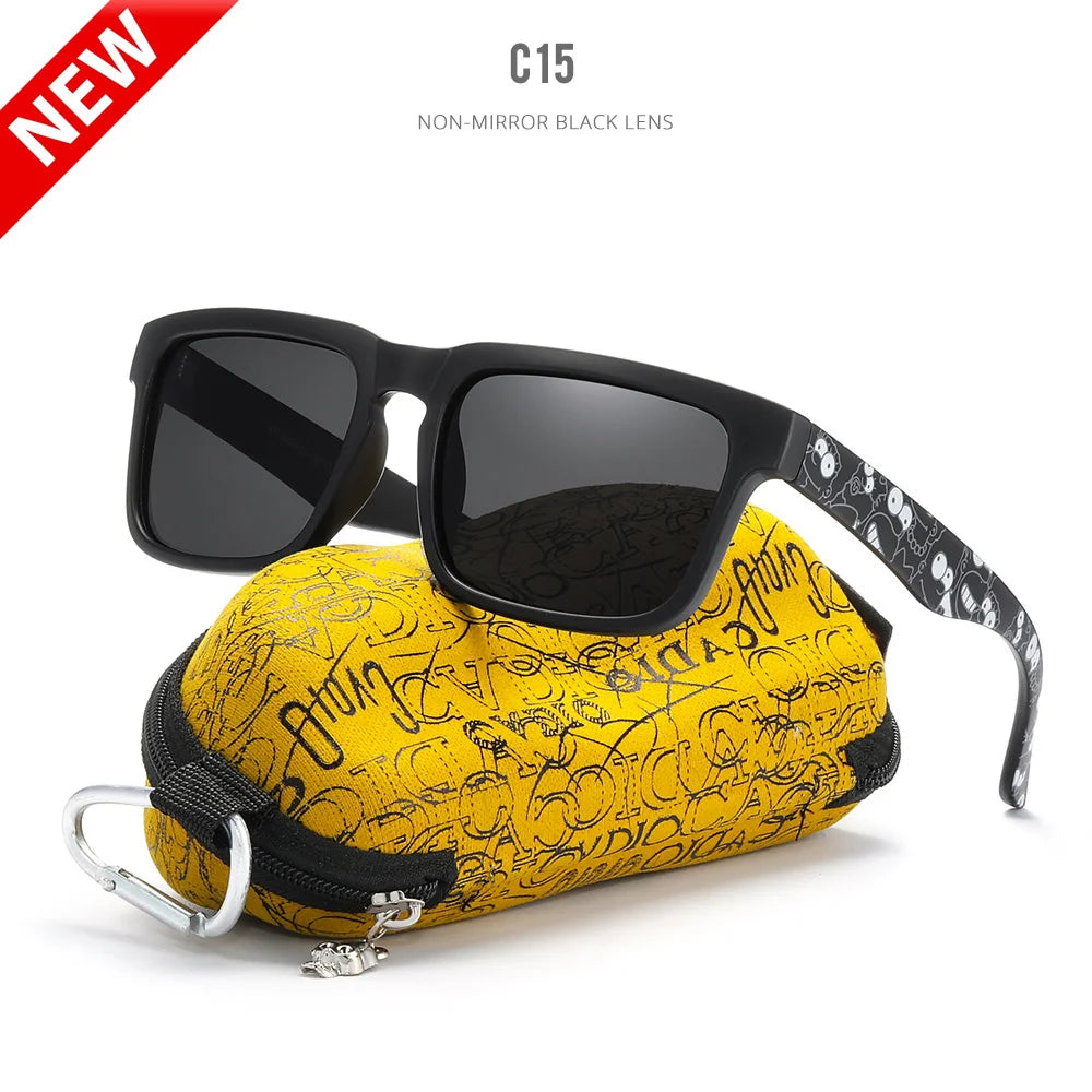 KDEAM™️ Eye-catching Function Polarized Sunglasses for Men Matte Black Frame Fit. Painting Temples Play-Cool Sunglasses With Case