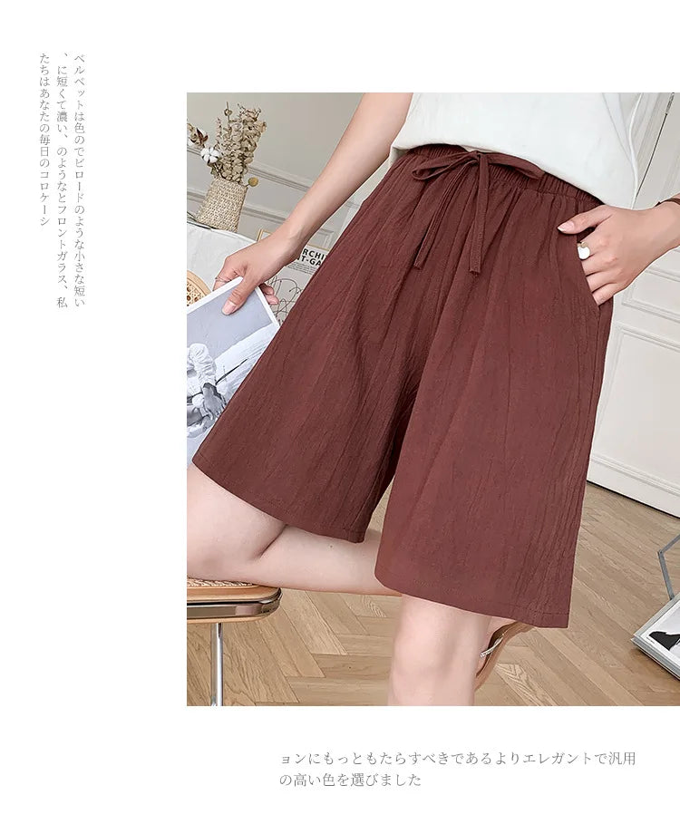 DOZW™️GIRL, Women shorts Summer Casual Solid Cotton Linen shorts high waist loose shorts for girls Soft Cool female shorts M-3XL
