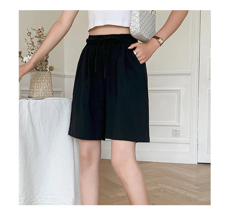 DOZW™️GIRL, Women shorts Summer Casual Solid Cotton Linen shorts high waist loose shorts for girls Soft Cool female shorts M-3XL