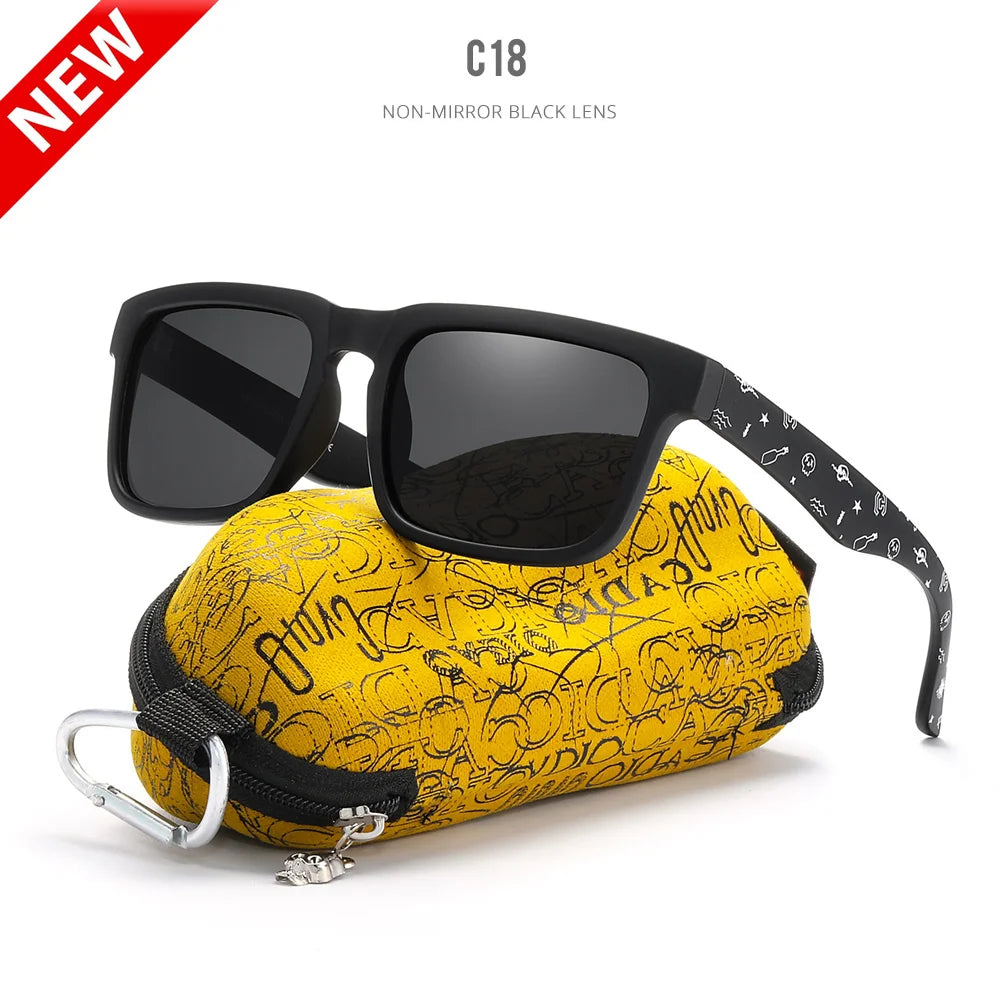 KDEAM™️ Eye-catching Function Polarized Sunglasses for Men Matte Black Frame Fit. Painting Temples Play-Cool Sunglasses With Case