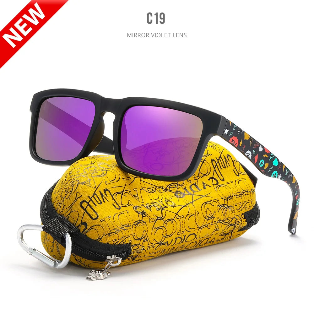 KDEAM™️ Eye-catching Function Polarized Sunglasses for Men Matte Black Frame Fit. Painting Temples Play-Cool Sunglasses With Case