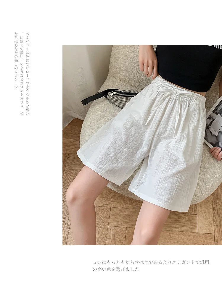DOZW™️GIRL, Women shorts Summer Casual Solid Cotton Linen shorts high waist loose shorts for girls Soft Cool female shorts M-3XL