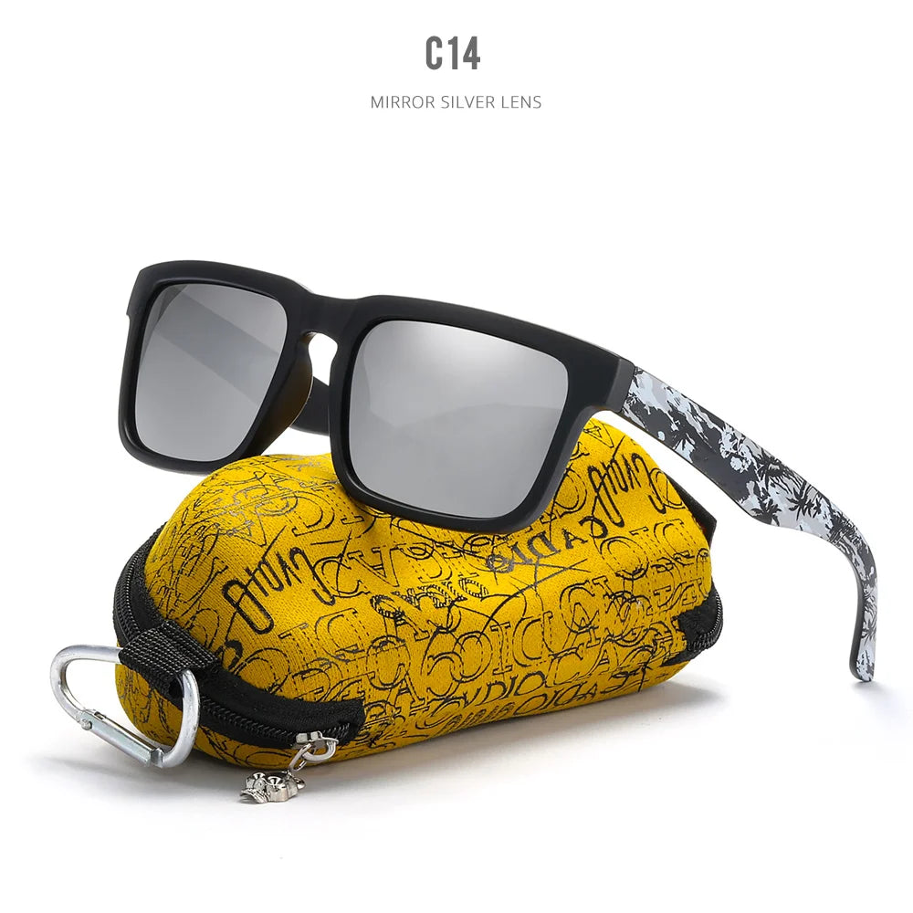 KDEAM™️ Eye-catching Function Polarized Sunglasses for Men Matte Black Frame Fit. Painting Temples Play-Cool Sunglasses With Case