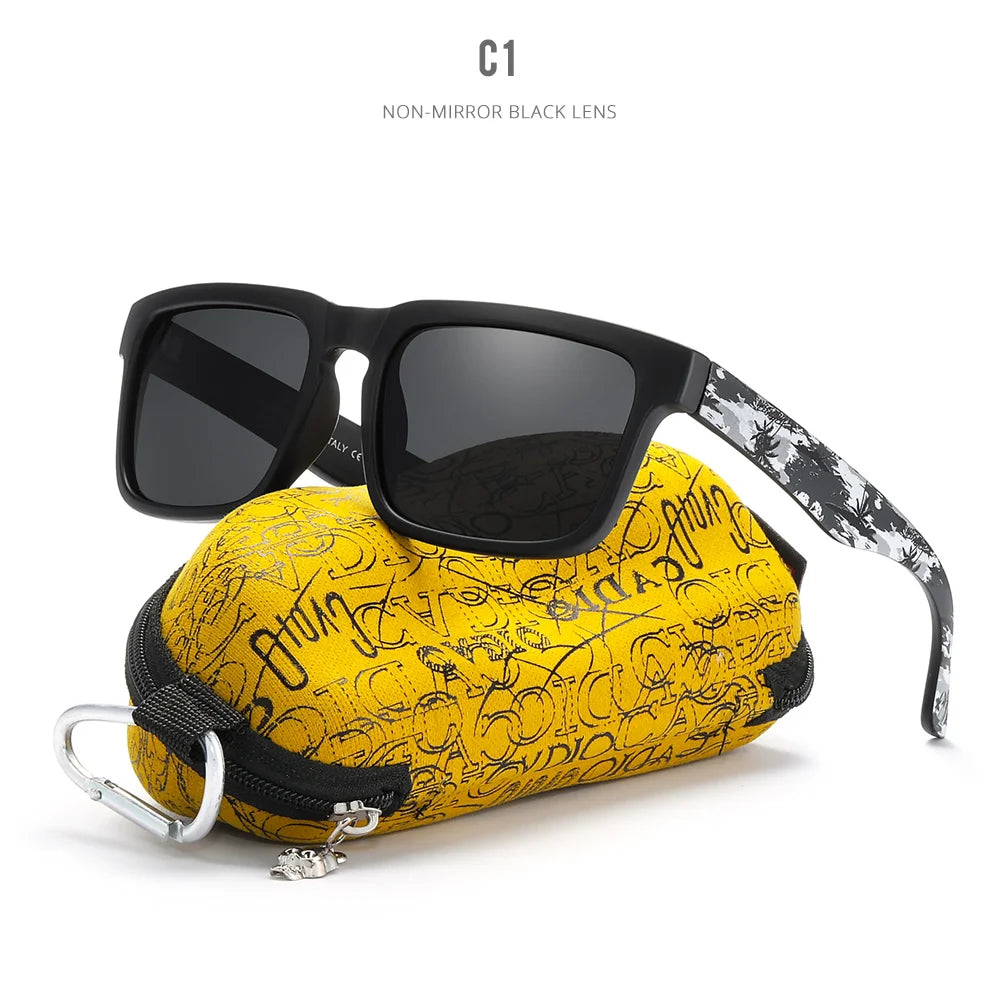 KDEAM™️ Eye-catching Function Polarized Sunglasses for Men Matte Black Frame Fit. Painting Temples Play-Cool Sunglasses With Case