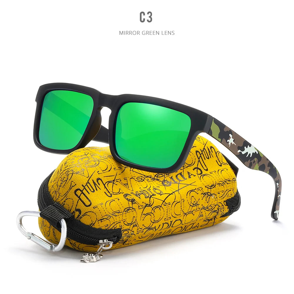 KDEAM™️ Eye-catching Function Polarized Sunglasses for Men Matte Black Frame Fit. Painting Temples Play-Cool Sunglasses With Case