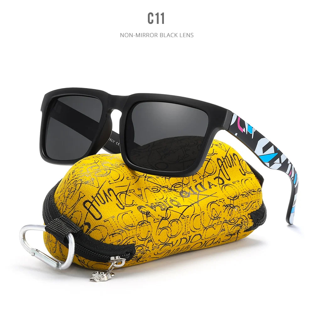 KDEAM™️ Eye-catching Function Polarized Sunglasses for Men Matte Black Frame Fit. Painting Temples Play-Cool Sunglasses With Case