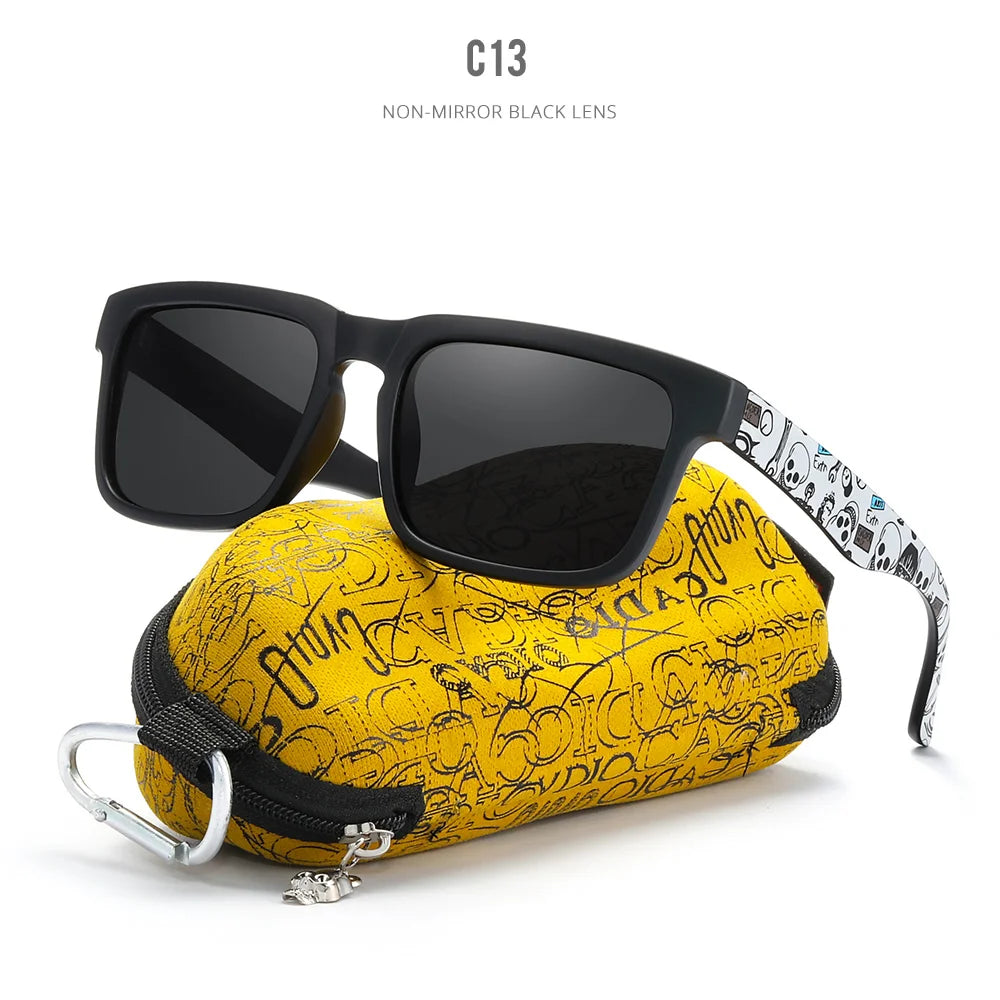 KDEAM™️ Eye-catching Function Polarized Sunglasses for Men Matte Black Frame Fit. Painting Temples Play-Cool Sunglasses With Case