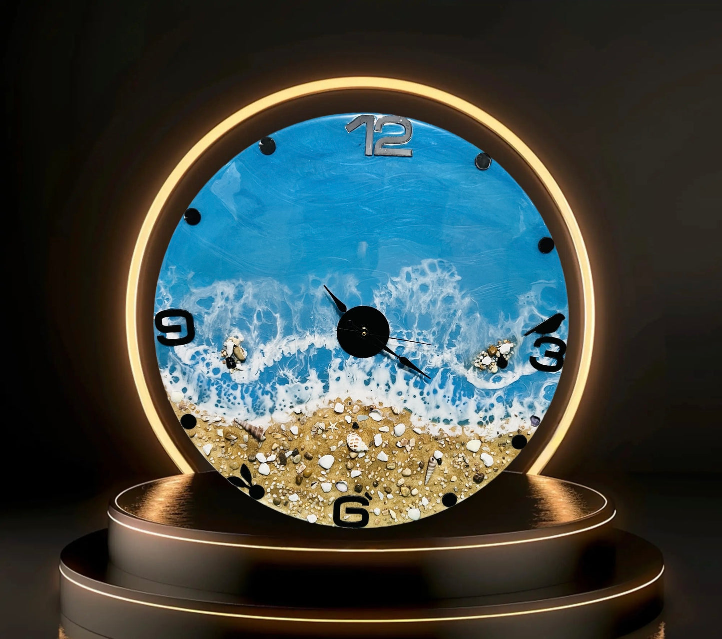 FIZA™️Beautiful Ocean Wave Epoxy Resin Wall Clock Handmade Housewarming Gift & Dec