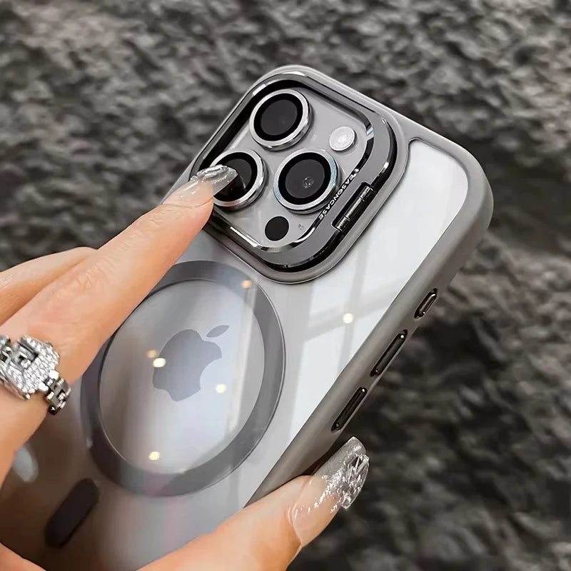 Luxury ™️new 2025 Magnetic Shockproof Phone Case For iPhone 16 15 14 13 12 11 Pro Max 16 Plus For Magsafe Stand Glass Lens Protector Cover