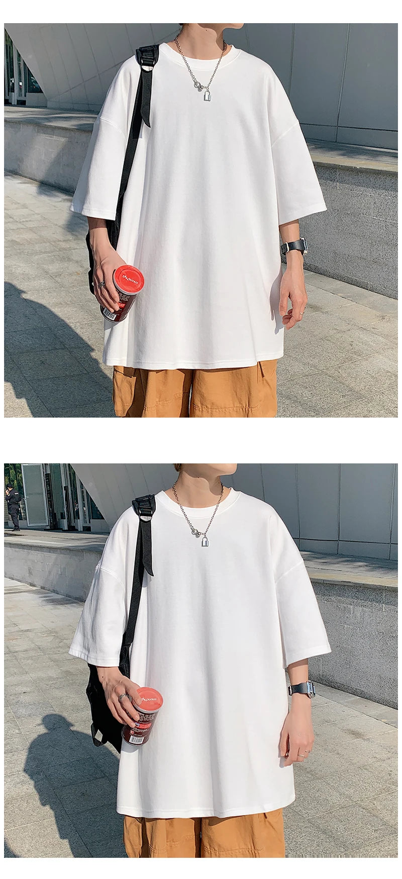 URBANEDGE™ Oversized Summer Short Sleeve Men's T Shirt New Fashion Solid Color Loose Fit O-Neck Casual Cotton Top Hip Hop Streetwear Baggy Tees Plus Size 5XL