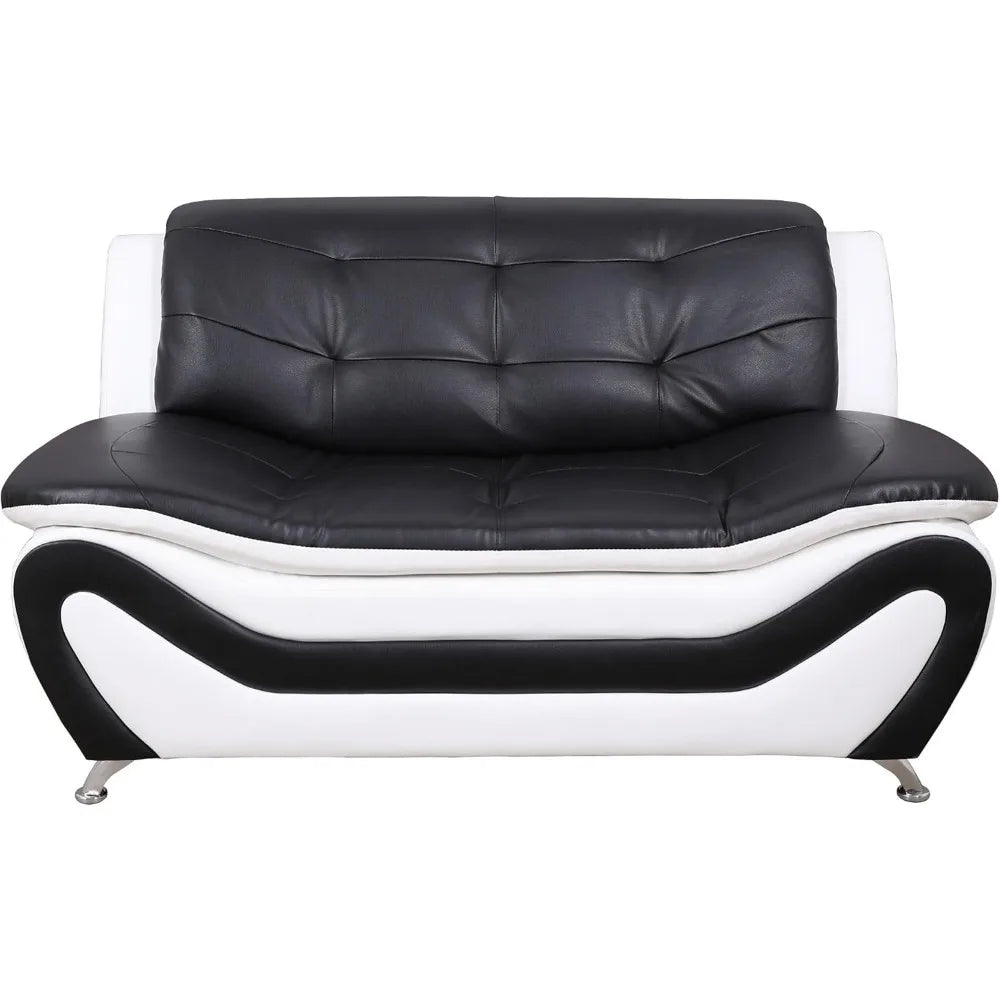 COZYREST™ Sofa Living Room, 3 Piece Modern Faux Leather Sofa Set, Simple Assembly Required Button Tufted Couch Sofa Furniture, Sofas