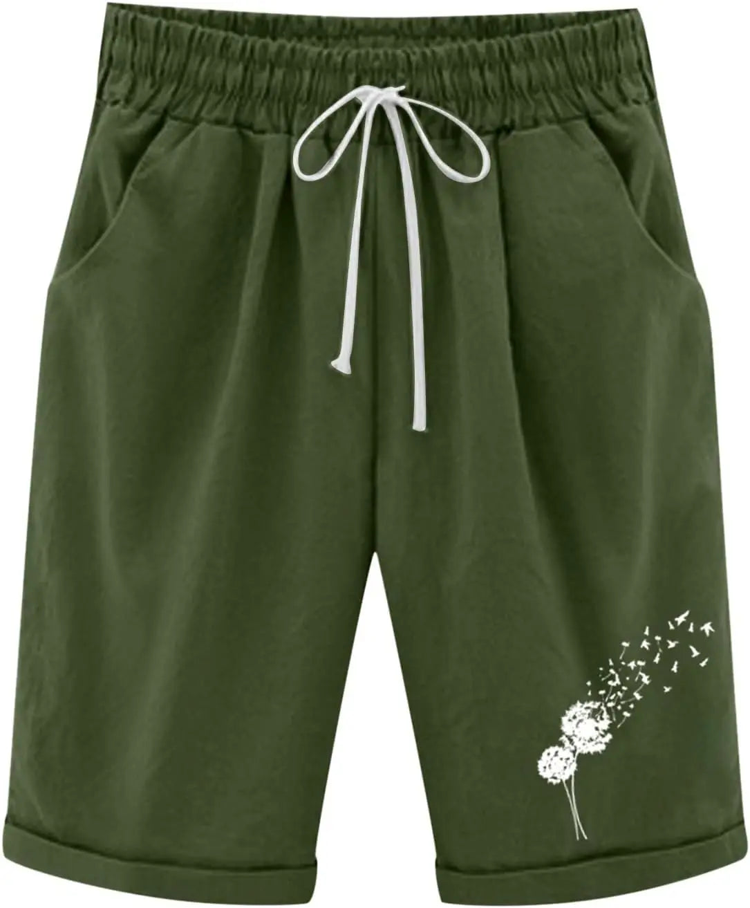 SASS™️Bermuda Shorts for Women Knee Length Plus Size Cotton Linen Casual Shorts Drawstring High Waist Shorts with Pockets Yoga mat