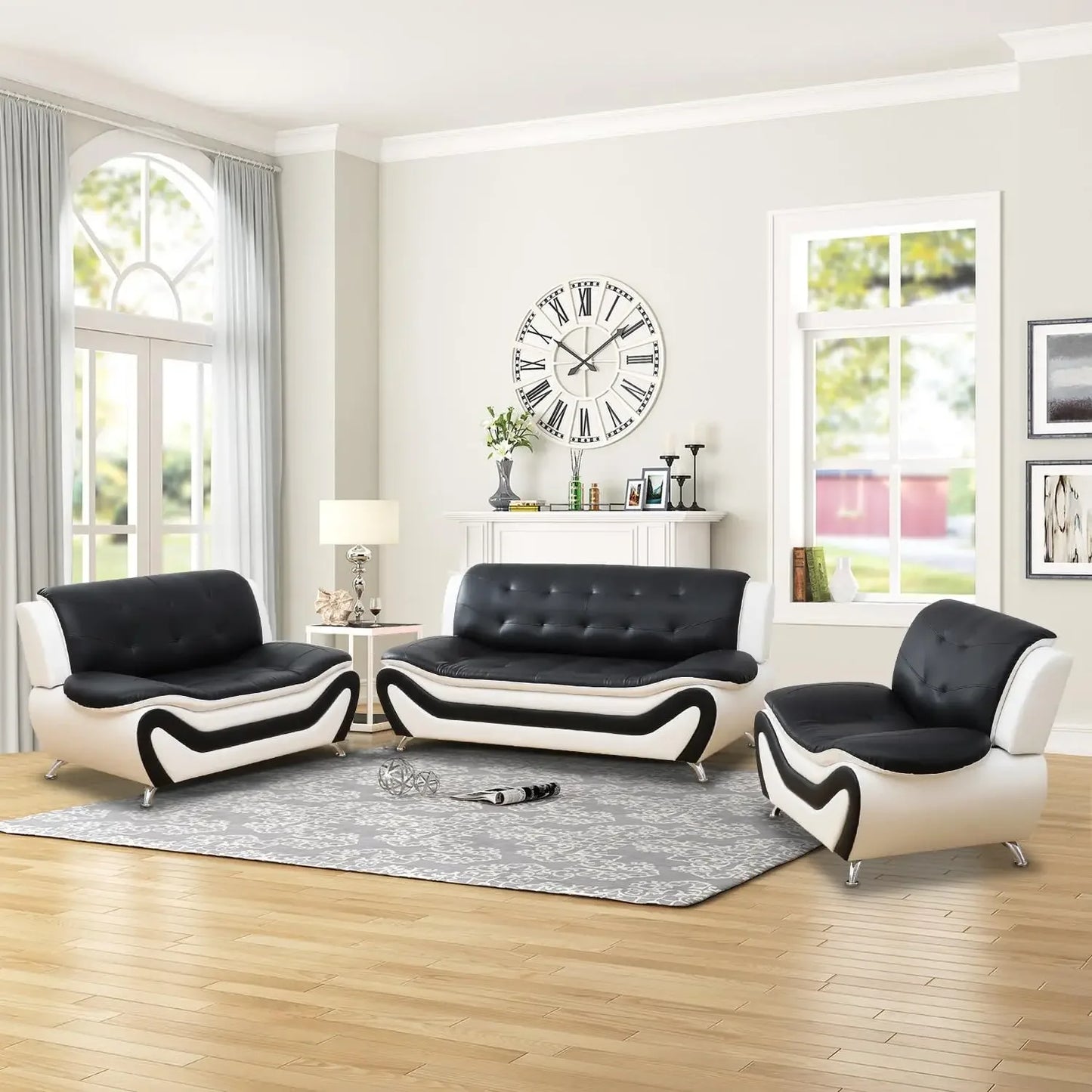 CUSHINA ™ Sofa, Leather Sofa Set, Leather Sofas Set for Living Room Furniture Sets, Loveseat Sofa with Chair 3-Piece for Living Room