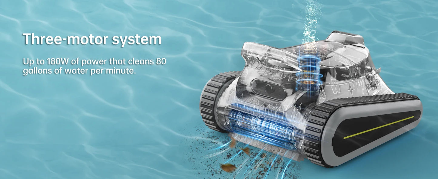 2025 New Robotic Pool Cleaner Seauto Crab Pro Cordless Robotic Cleaner, for Inground Pools up to 2000 Sq. ft, all and Waterline Cleaning Vacuum