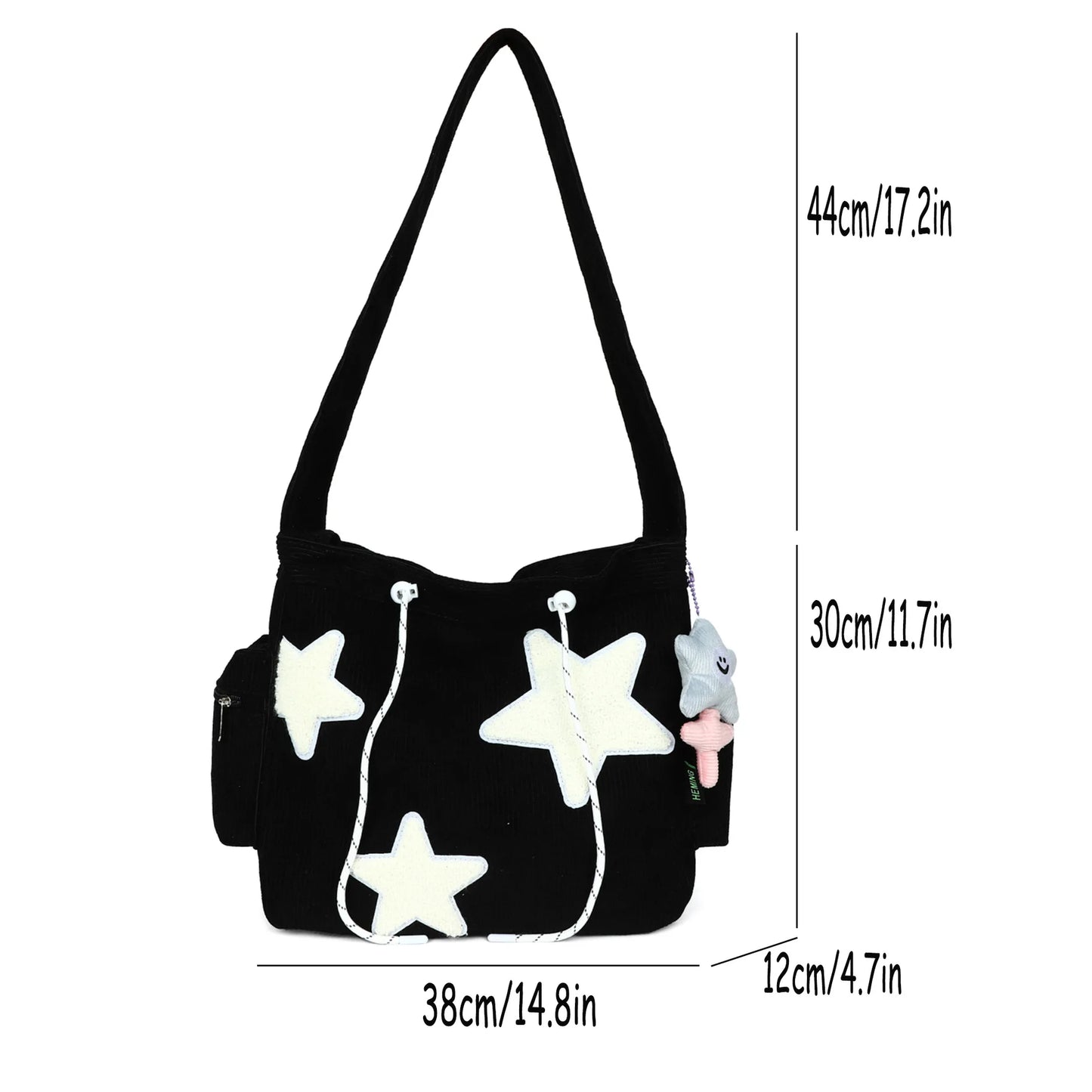 STARLOOM™ Simple Star Pattern Large Tote Bag, Corduroy Drawstring Shoulder Bag, Cute Tote Canvas Bag