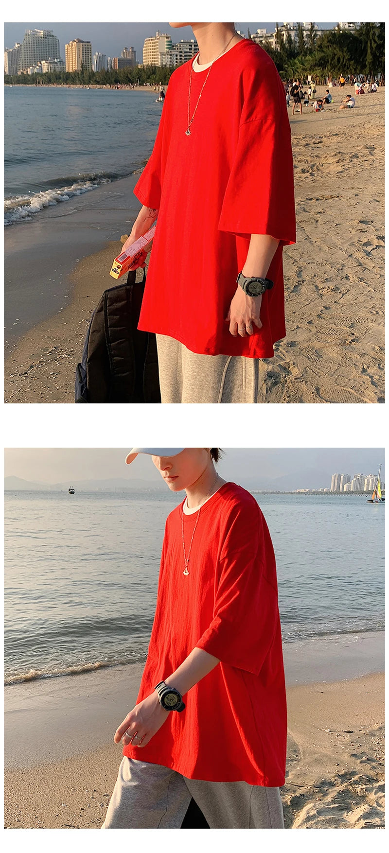 URBANEDGE™ Oversized Summer Short Sleeve Men's T Shirt New Fashion Solid Color Loose Fit O-Neck Casual Cotton Top Hip Hop Streetwear Baggy Tees Plus Size 5XL