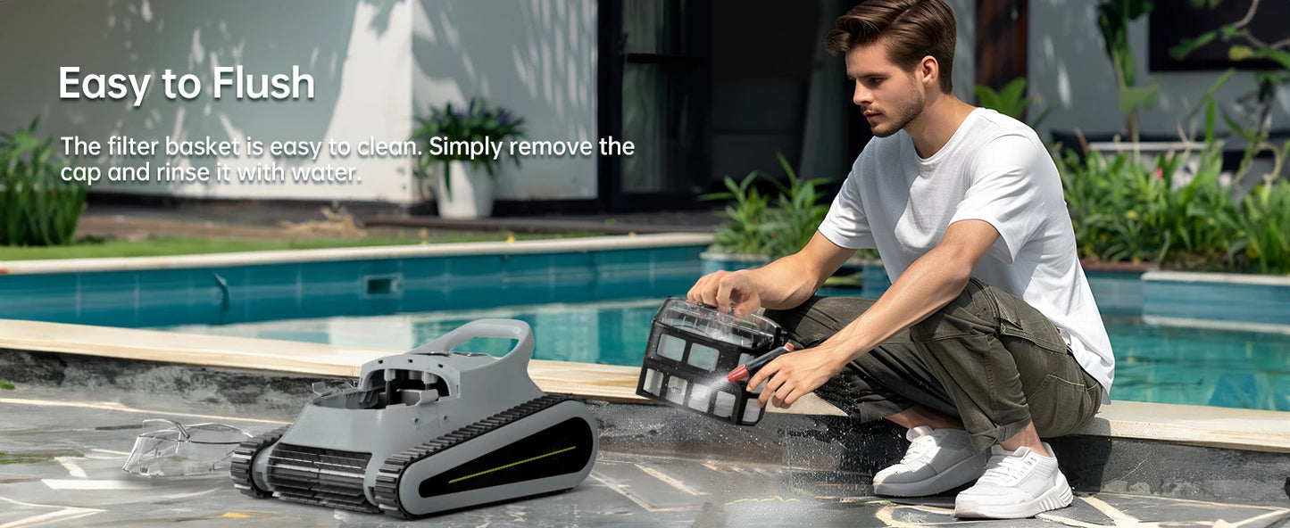 2025 New Robotic Pool Cleaner Seauto Crab Pro Cordless Robotic Cleaner, for Inground Pools up to 2000 Sq. ft, all and Waterline Cleaning Vacuum