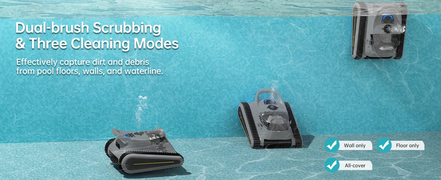 2025 New Robotic Pool Cleaner Seauto Crab Pro Cordless Robotic Cleaner, for Inground Pools up to 2000 Sq. ft, all and Waterline Cleaning Vacuum
