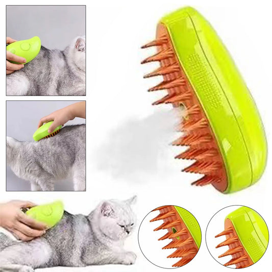 MY CAT GROOM™ 3 In 1 Cat Steamy ™ Brush Dog Grooming Comb Self Cleaning Steam Cat Brush for Massage Dog Cat Hair Remover Comb Pet Grooming Brush