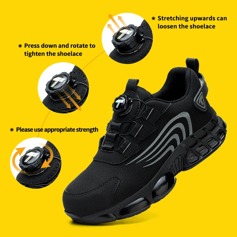 IRONSTEP™ | Men’s Rotary Button Work Shoes – Steel Toe, Anti-Puncture, Lightweight Sport-Style Footwear