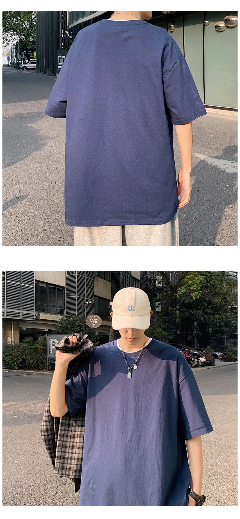 URBANEDGE™ Oversized Summer Short Sleeve Men's T Shirt New Fashion Solid Color Loose Fit O-Neck Casual Cotton Top Hip Hop Streetwear Baggy Tees Plus Size 5XL