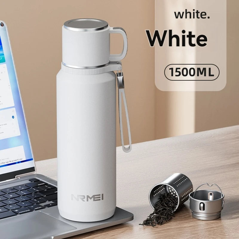 CUPGO™ |1.5L Thermos Water Bottle, Stainless Steel, Vacuum Flask, Perfect for Hot Coffee/Tea/Water, Heat Preservation Bottle, drinkware, Keeps Cold and Warm