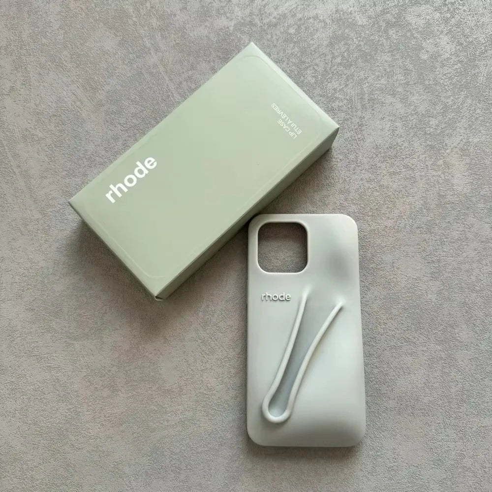 RHODE MYCASE ™ Lipstick Soft Silicone DIY Rhode Phone Case For iPhone 16 15 14 13 12 11 Pro Max Plus Portable Lip Gloss Holder Ins Hot Cover