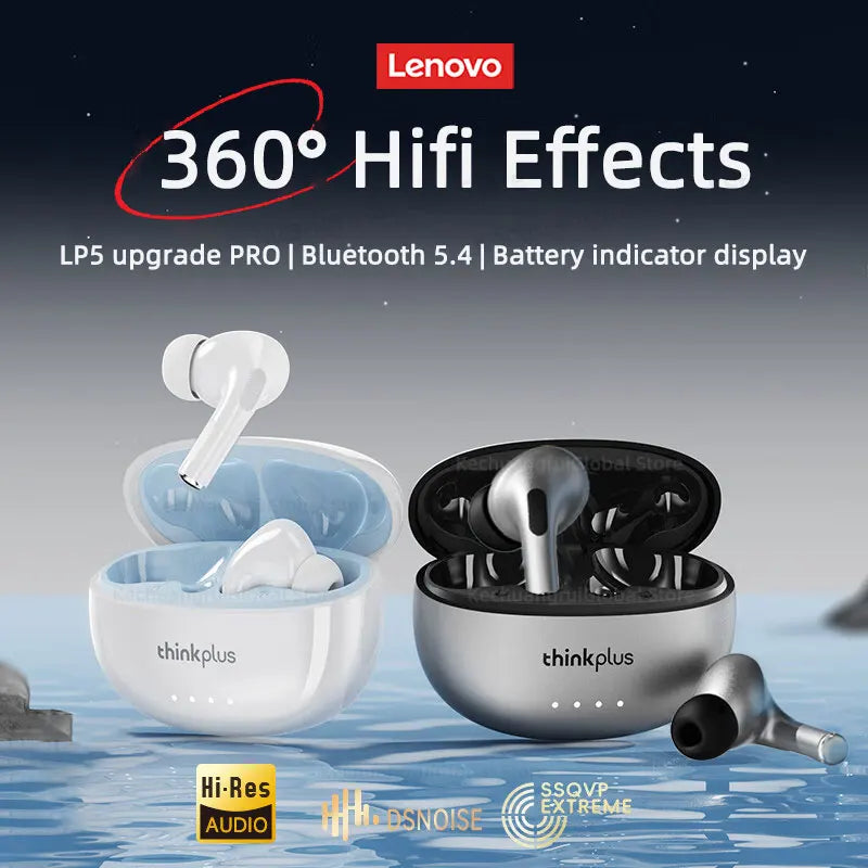 THINKPLUS™ LP5 PRO | Wireless Bluetooth 5.4 TWS Earbuds – High Fidelity Sound, Gaming & Sports Headset with Mic, Long Battery Life (2025)
