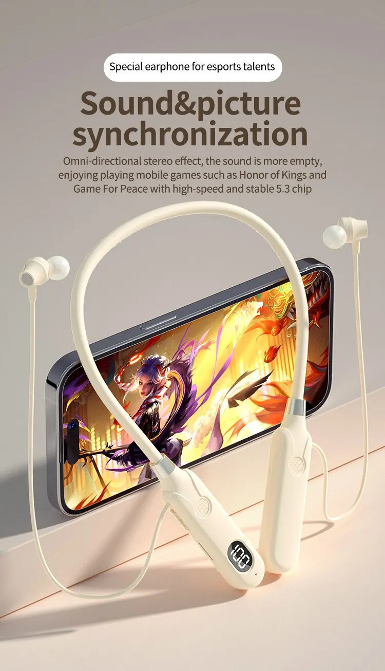 SWEET HEADPHONE SOUNDS™Neckband BT-12 Wireless Bluetooth Earphones Headphones Outdoor Sports Headset with Display Touch Control Earbuds for Music