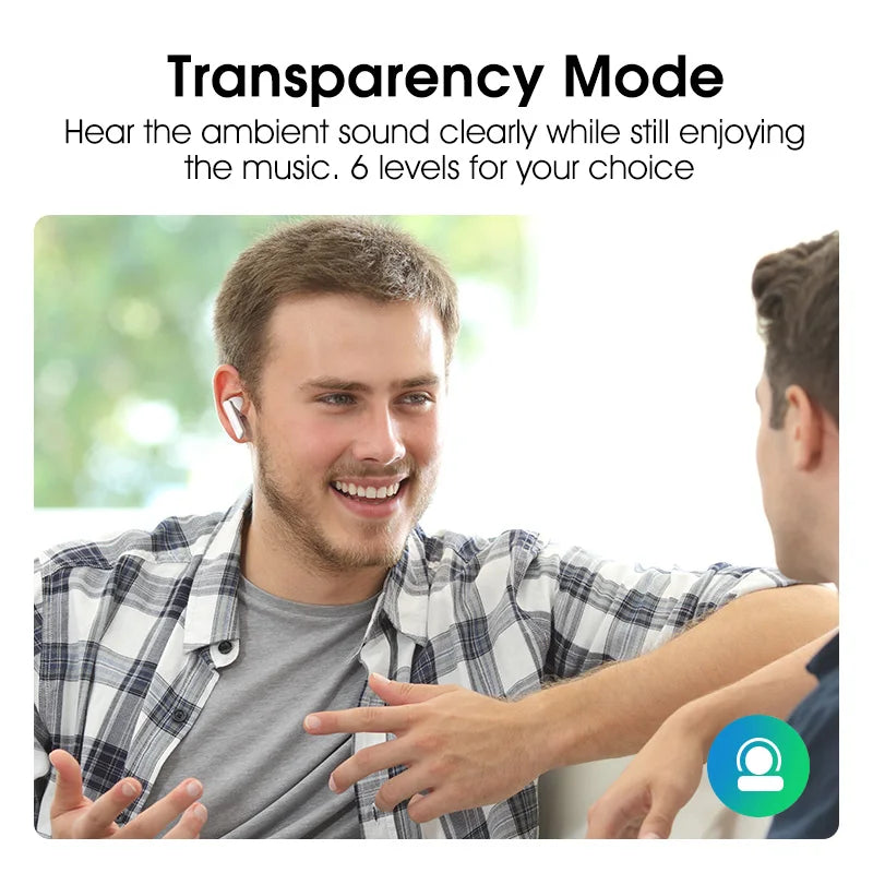 QCY™ HT05 ANC Wireless Earbuds 40dB Noise Cancelling Bluetooth 5.2 6-Mic ENC HD Call Transparency Mode TWS