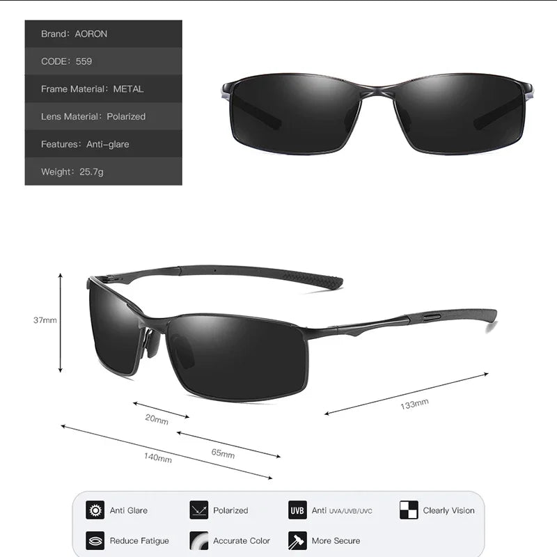 AORON™️Polarized Sunglasses Men's/Women Driving Mirror Sunglasses Metal Frame Goggles UV400 Anti-Glare Sunglasses Wholesale