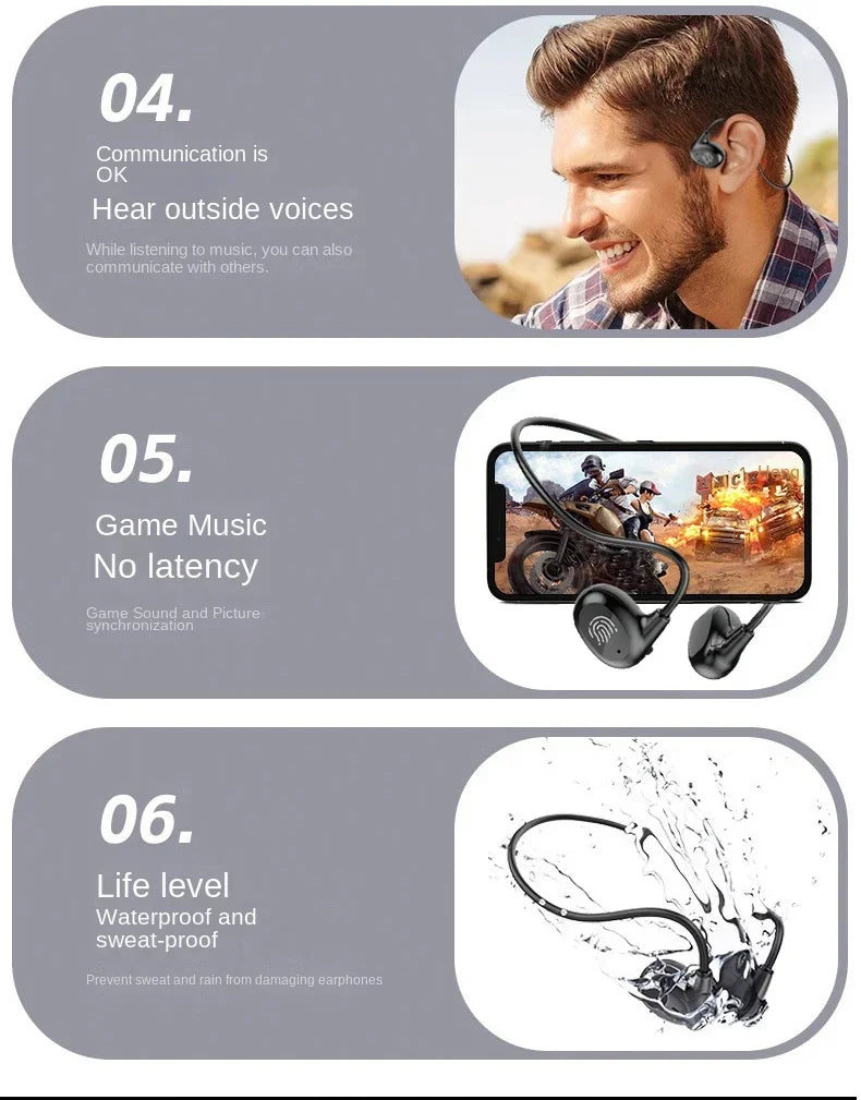 NIGHT NOTE™ HEADPHONES Wireless Bluetooth 5.3 Headphones   Stereo Earbuds Bone Conduction Neckband Earphones Sports Over Ear Headset with Mic